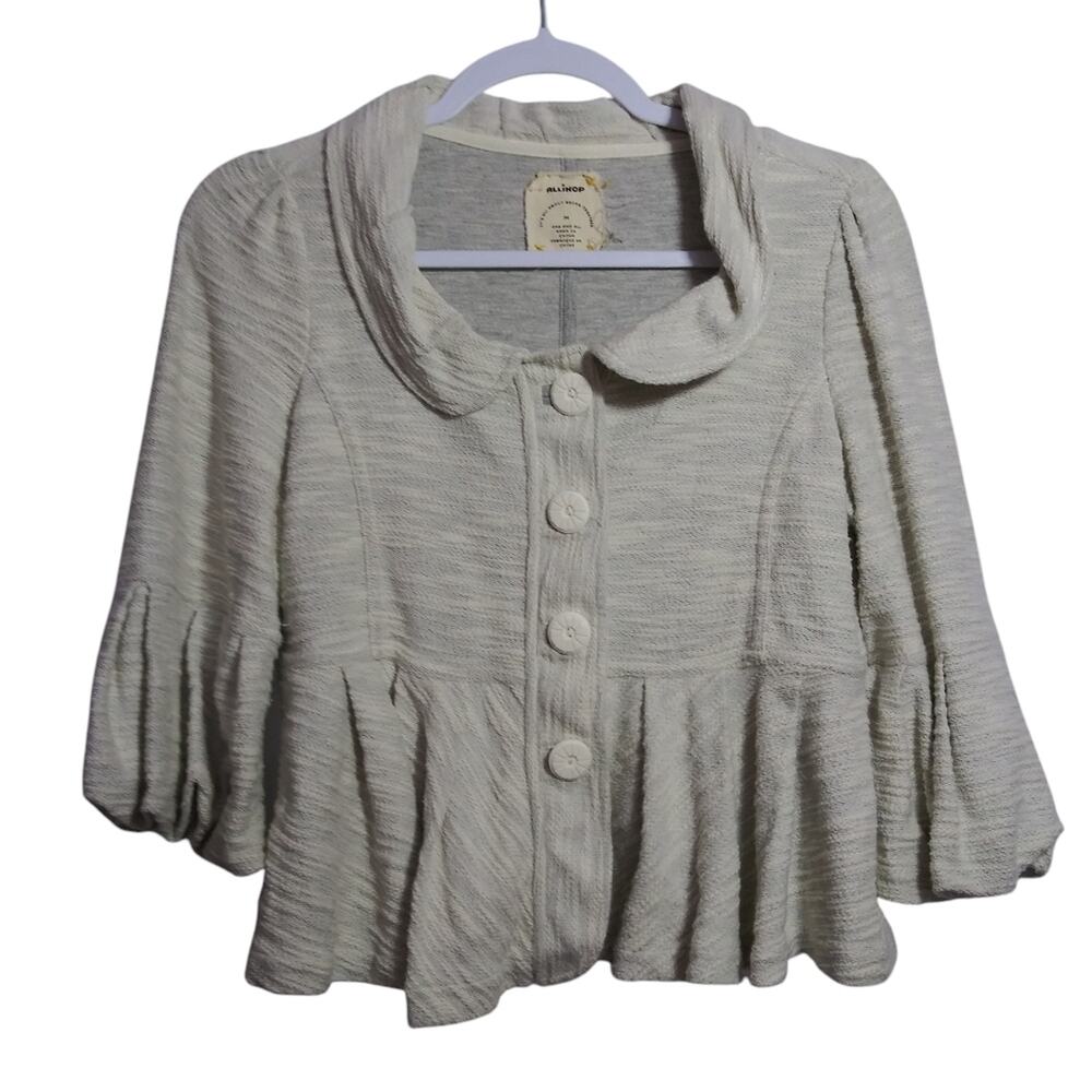 Anthropologie Cream Button-Up Jacket
